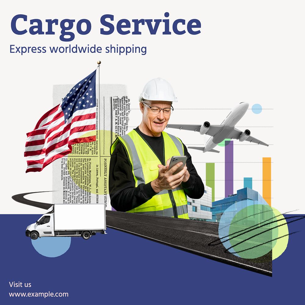 Cargo service Instagram post template, editable text