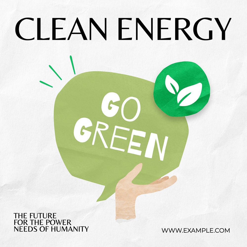 Clean energy Instagram post template, editable text