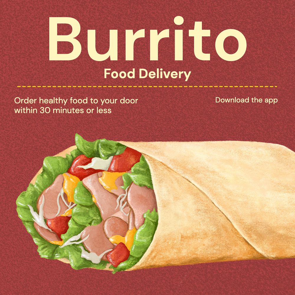 Burrito Instagram post template, editable text