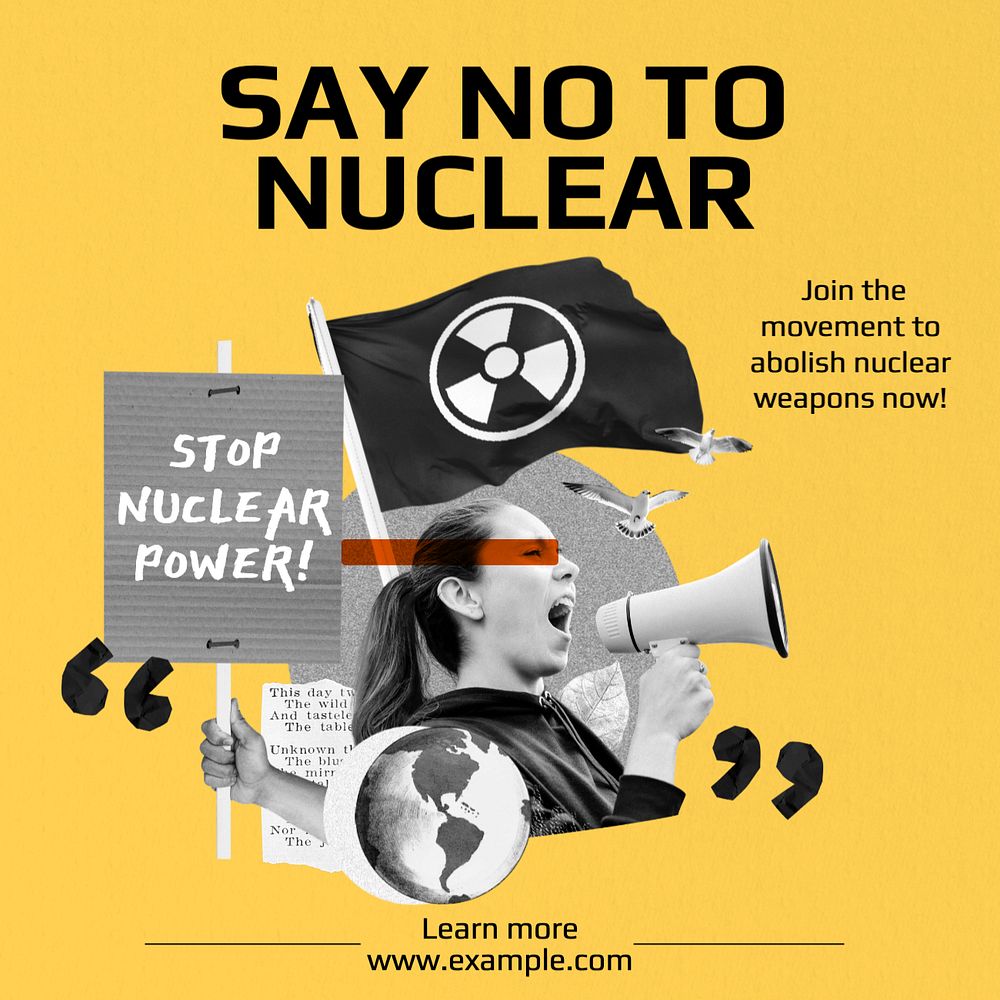 No to nuclear Instagram post template, editable text