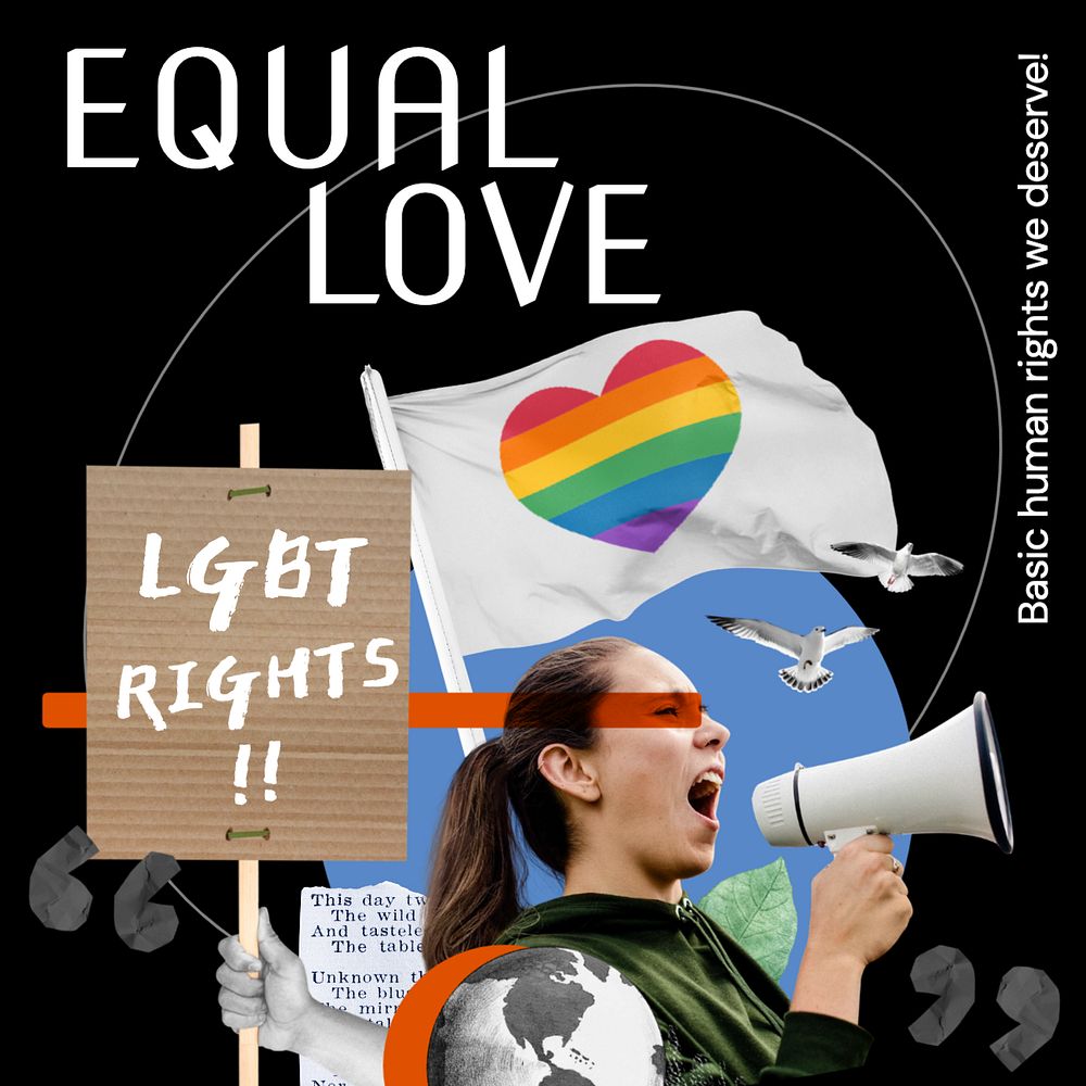 Equal love Instagram post template, editable text