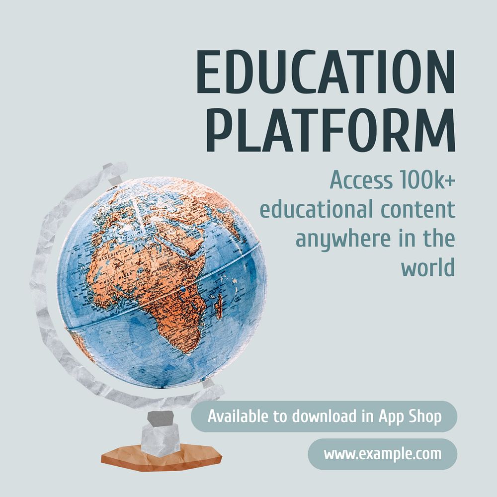 Education platform Instagram post template, editable text