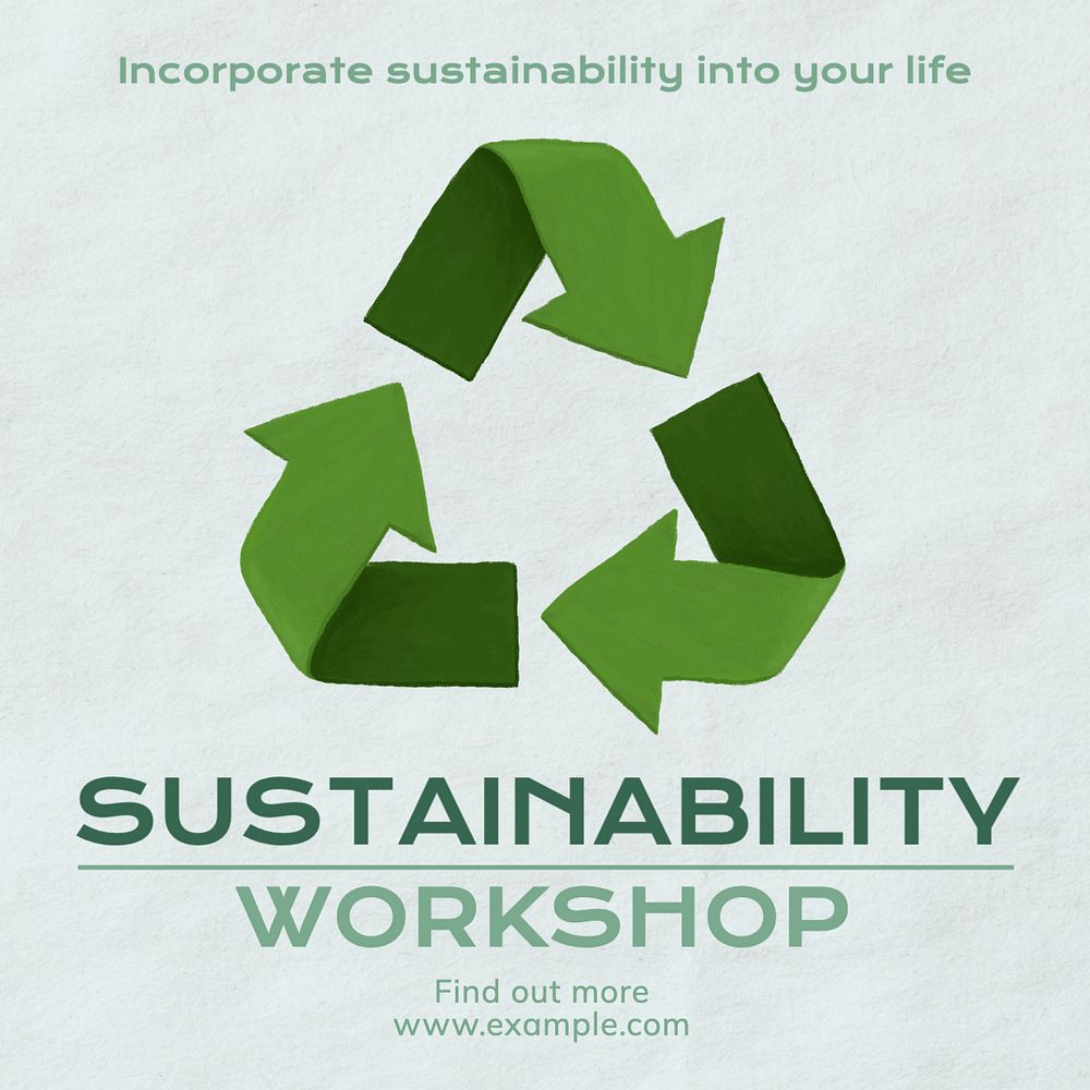 Sustainability workshop Instagram post template, editable text