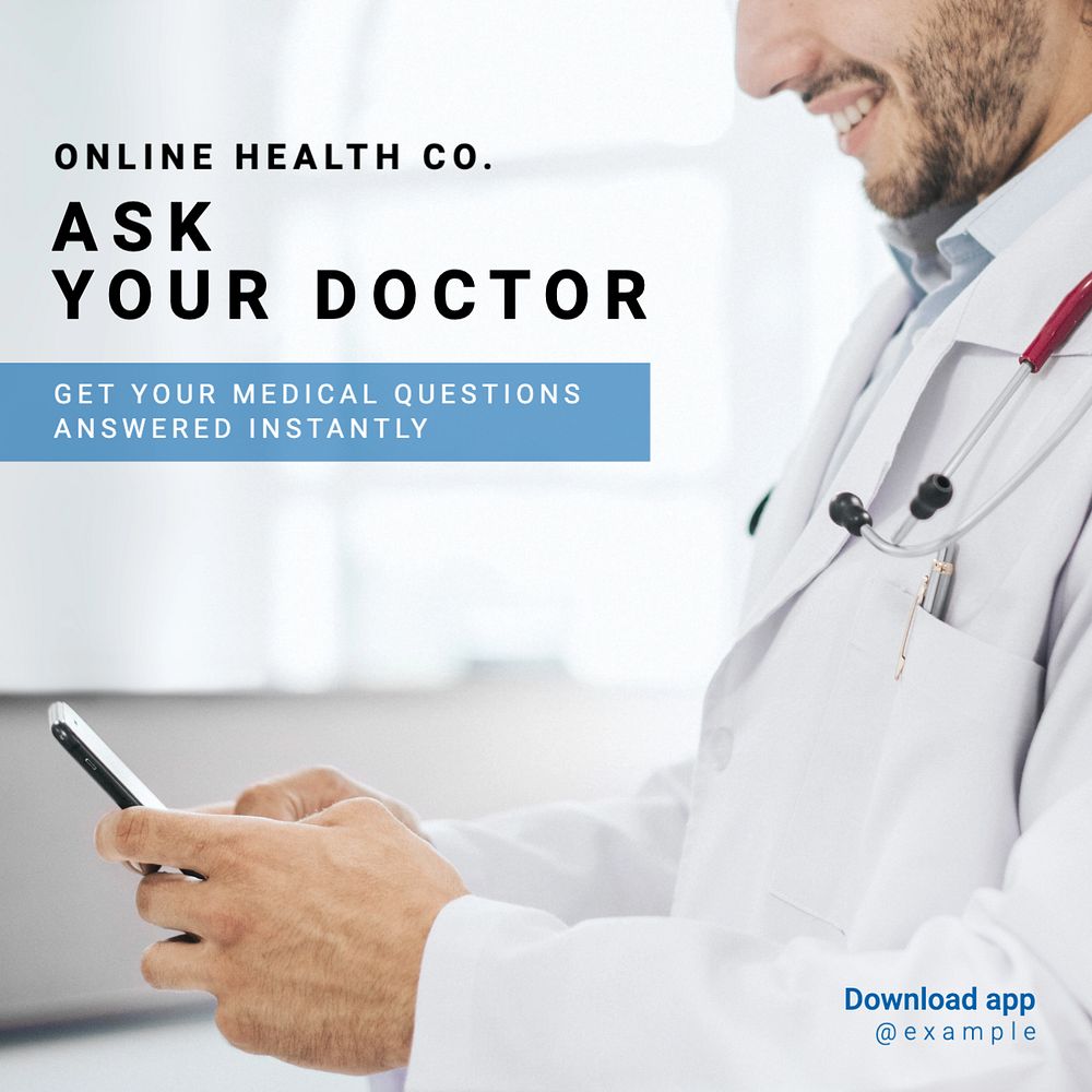 Ask your doctor Instagram post template, editable text