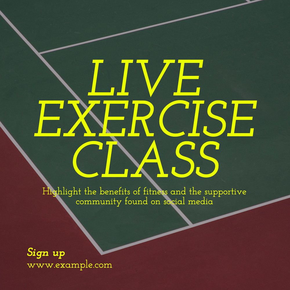 Live exercise class Instagram post template, editable text