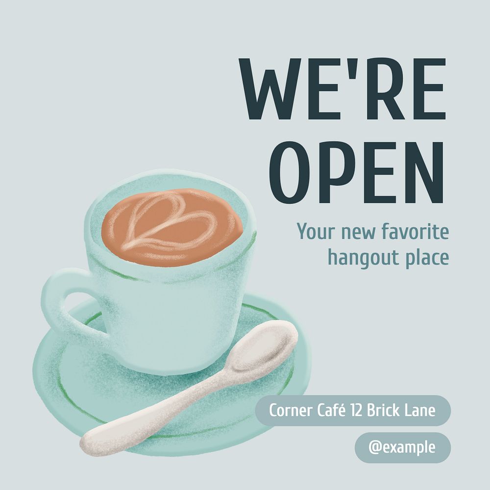 We're open Instagram post template, editable text