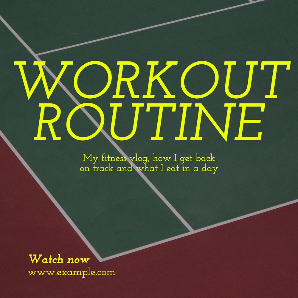 Workout routine Instagram post template, editable text