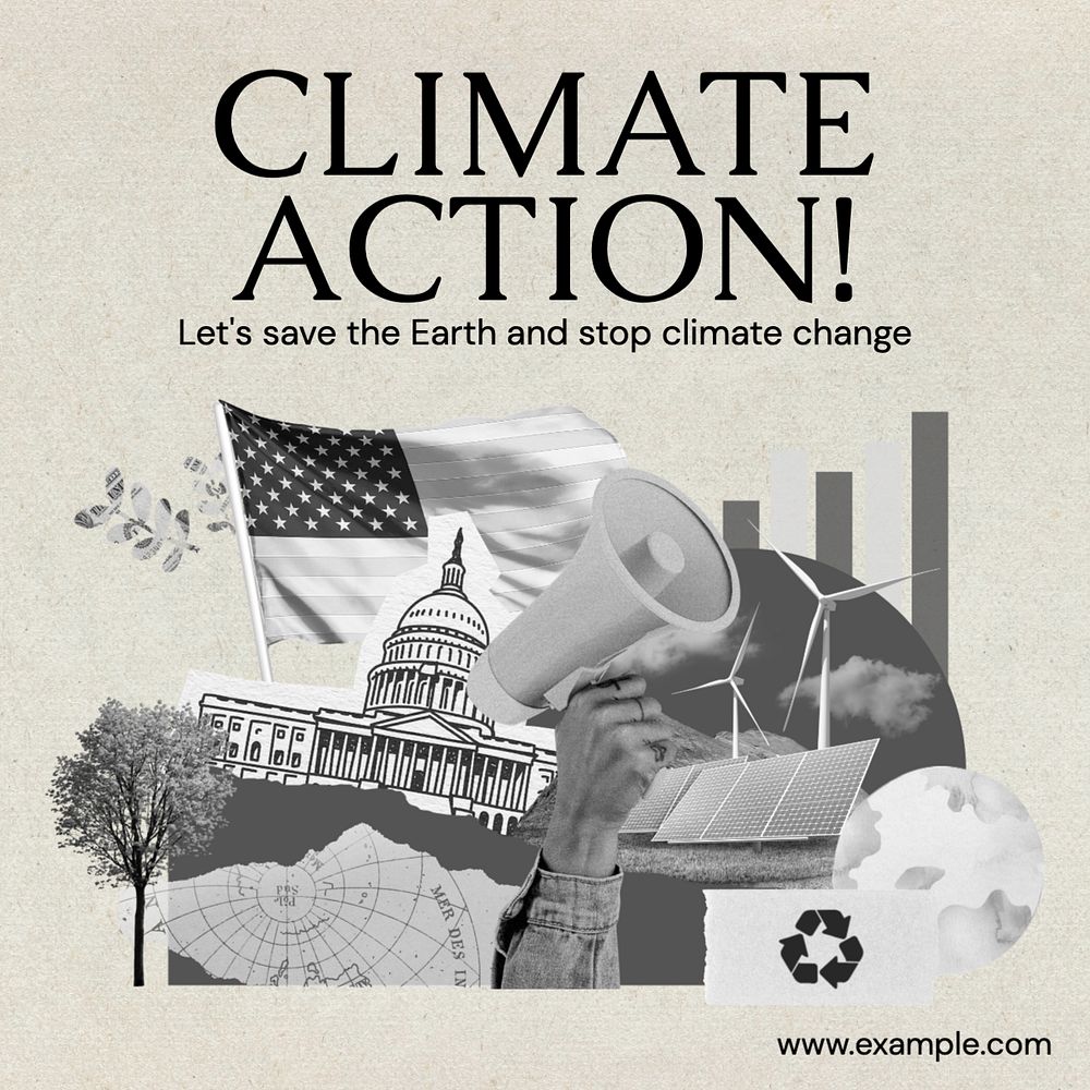 Climate action Instagram post template, editable text