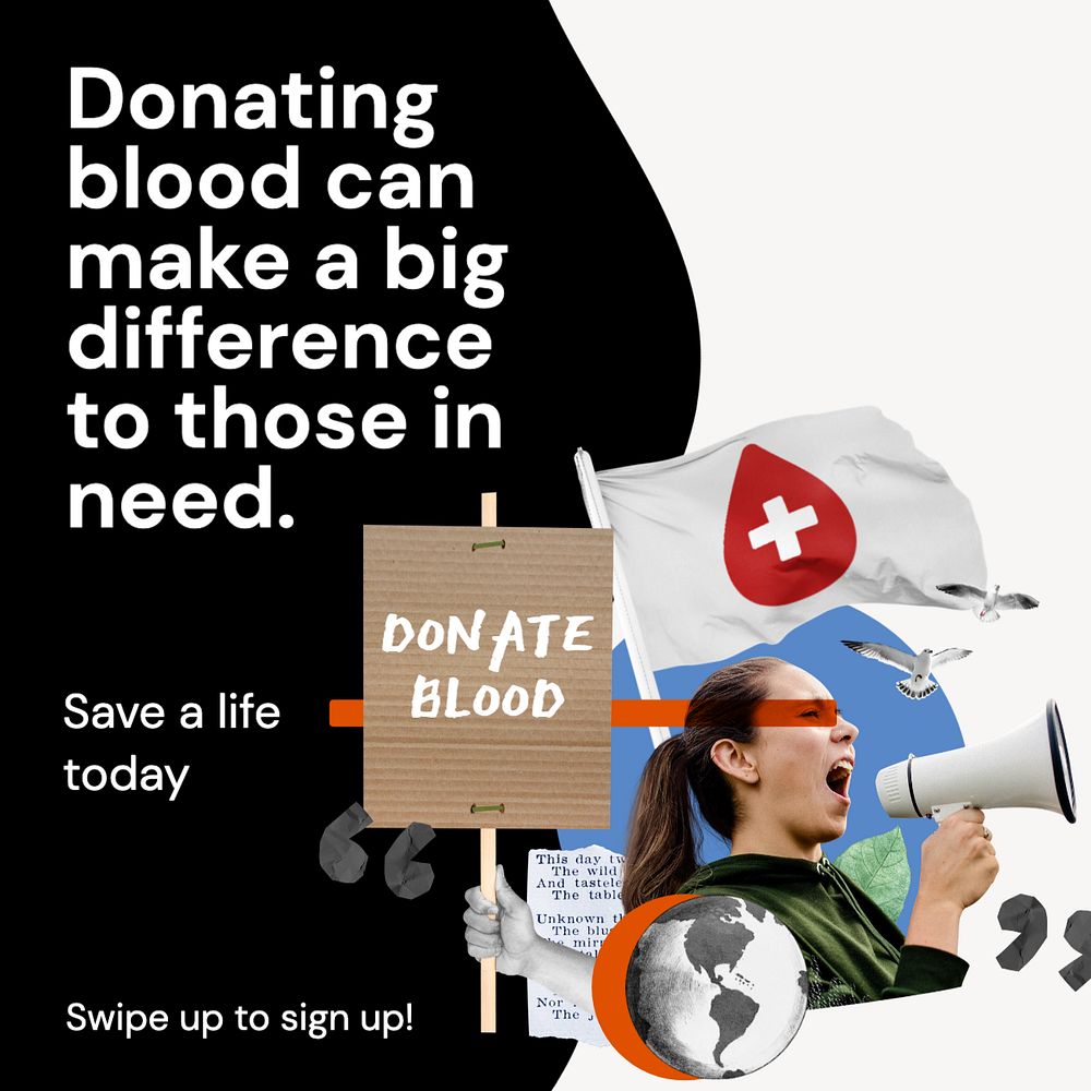 Donate blood Instagram post template, editable text