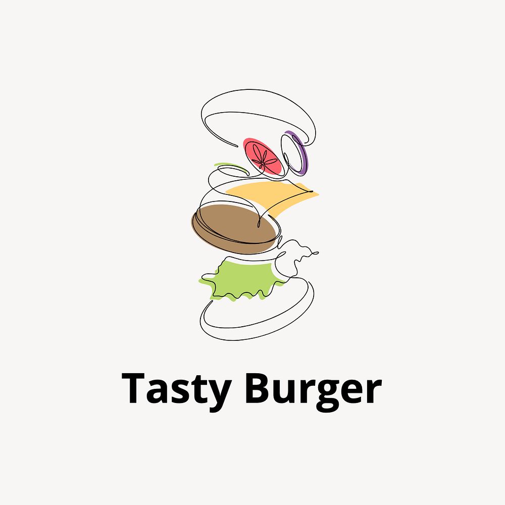 Tasty burger logo template, editable text