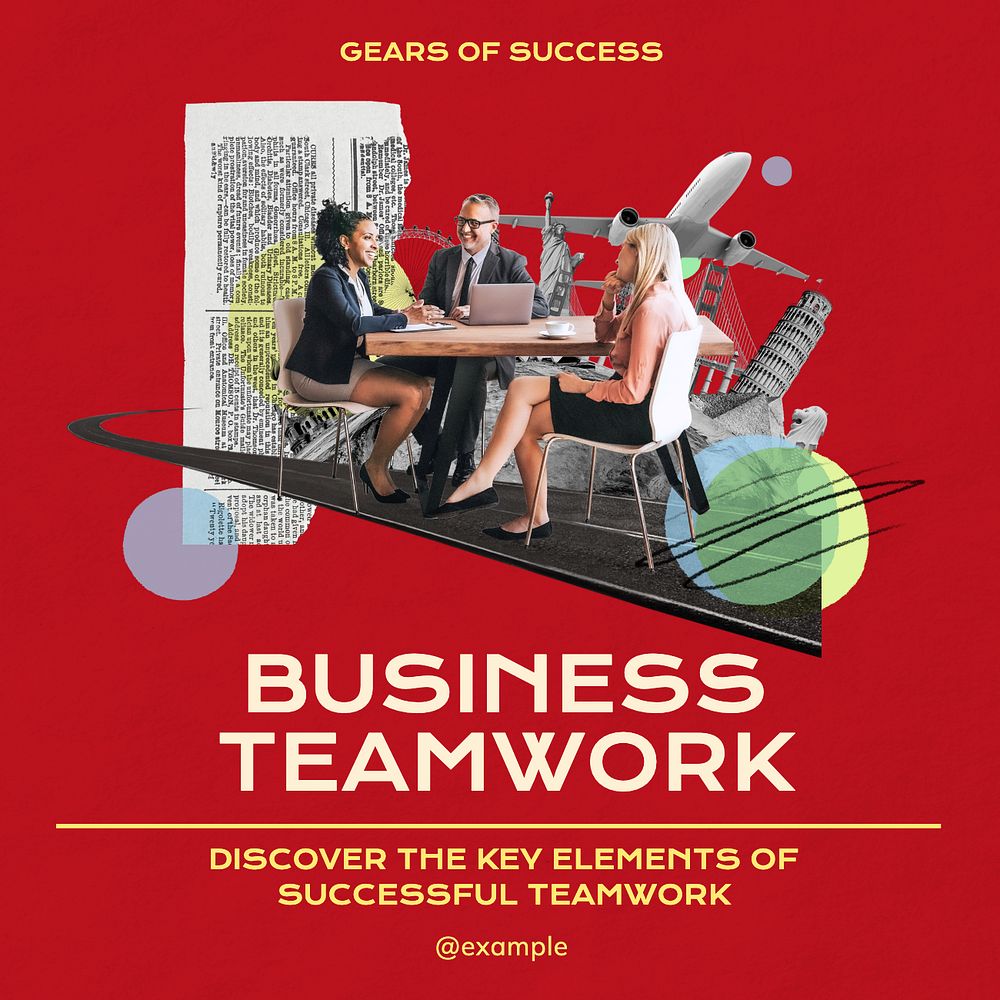 Business teamwork Instagram post template, editable text