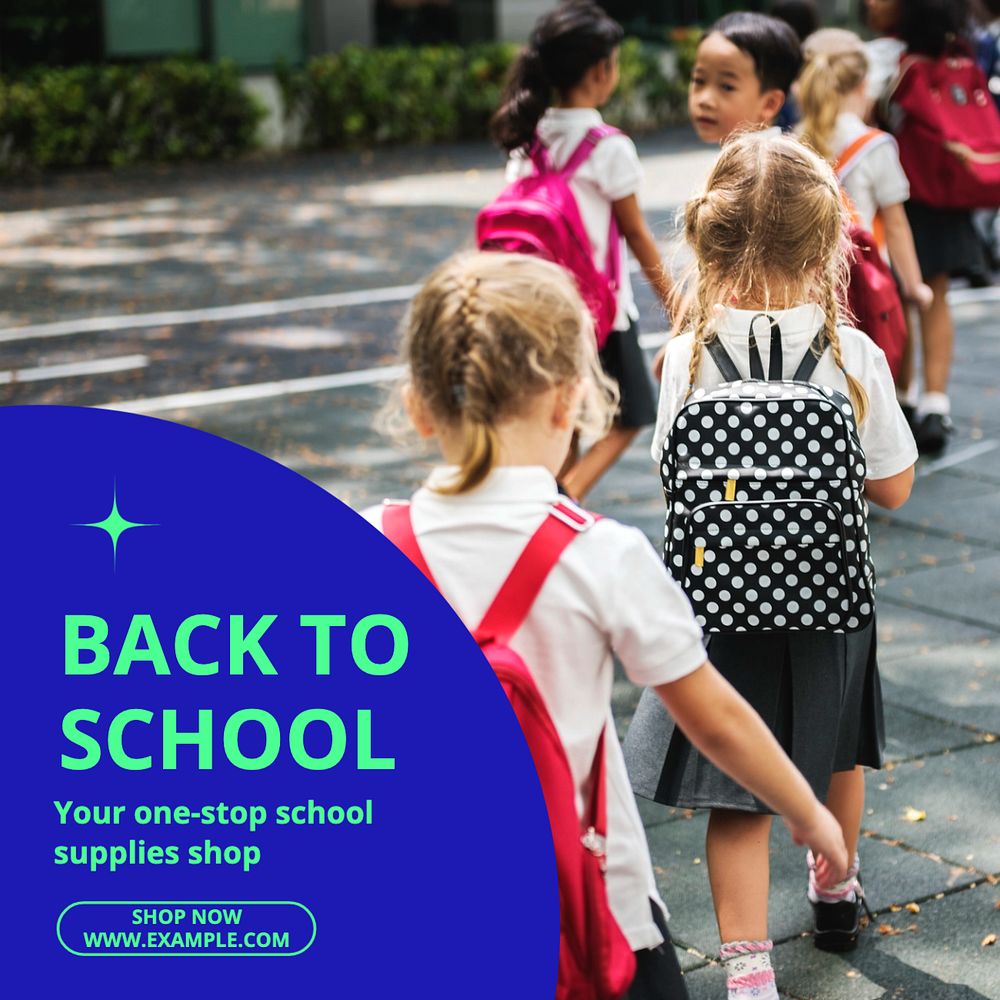 Back to school Instagram post template, editable text