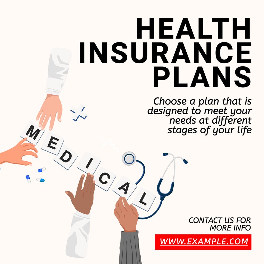 Health insurance plans Instagram post template, editable text