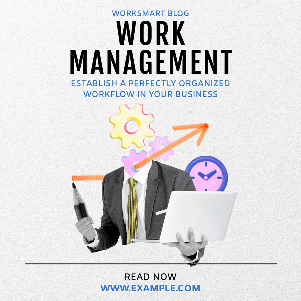 Work management Instagram post template, editable text