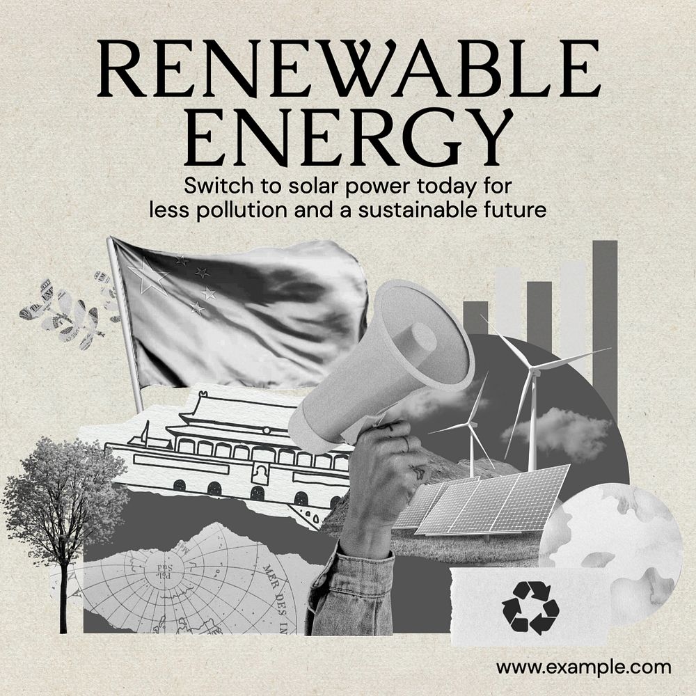 Renewable energy Instagram post template, editable text