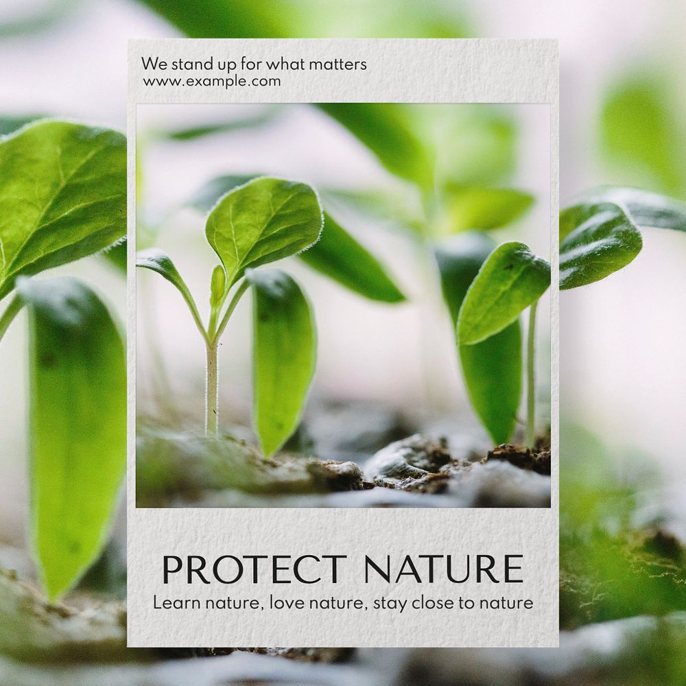 Protect nature Instagram post template, editable text