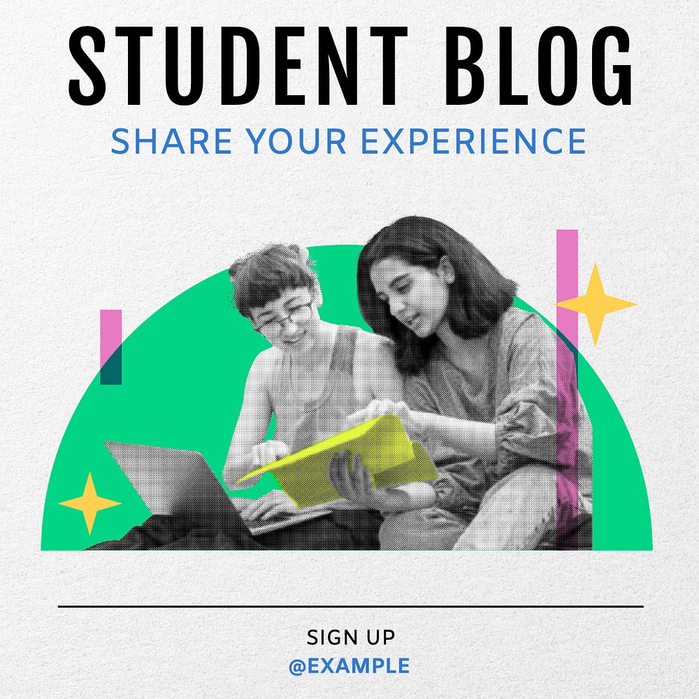 Student blog Instagram post template, editable text