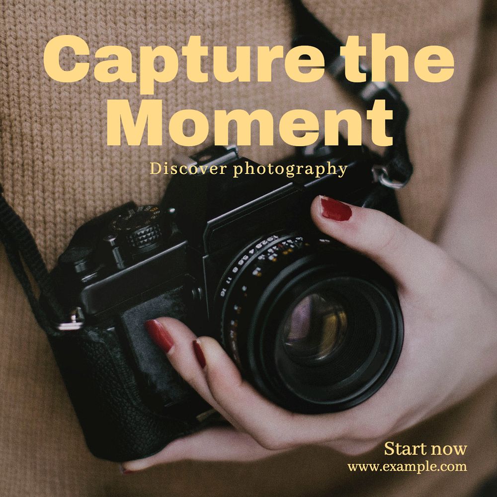 Discover photography Instagram post template, editable text