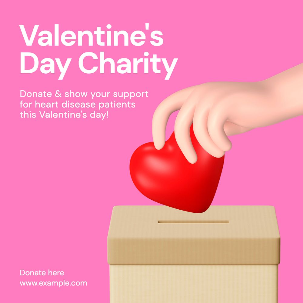 Valentine's charity Instagram post template, editable text