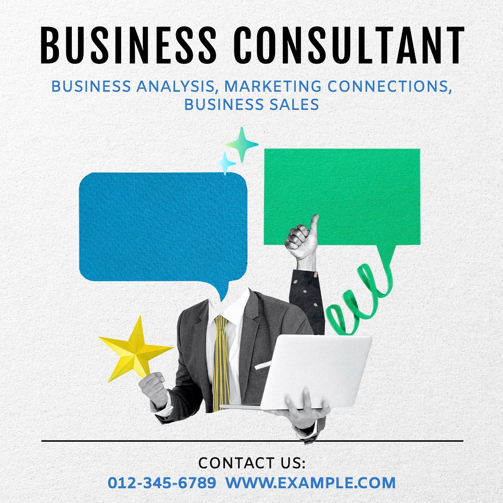 Business consultant Instagram post template, editable text