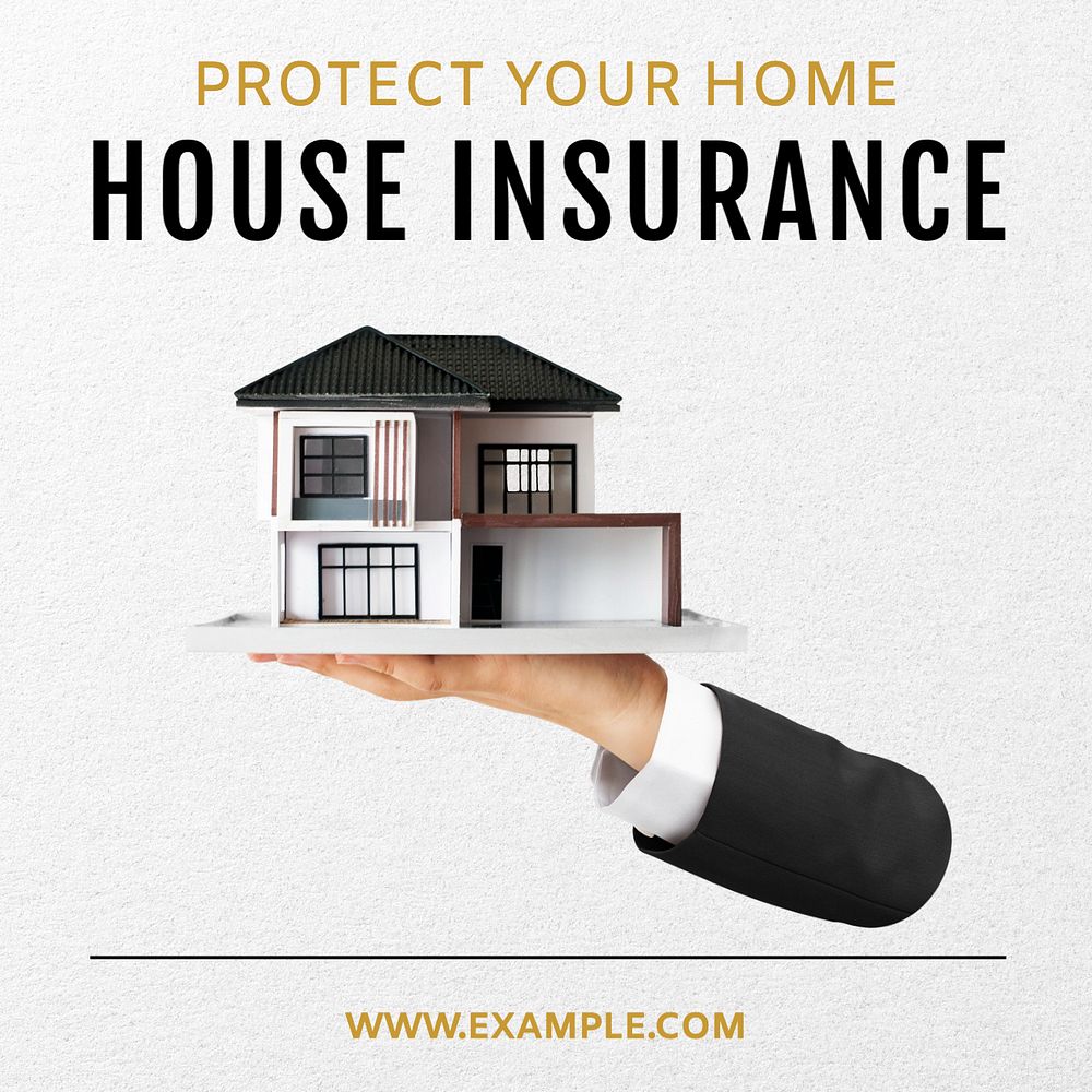 House insurance Instagram post template, editable text