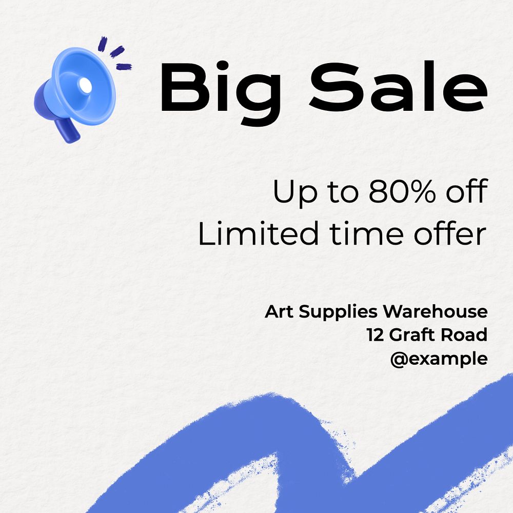 Art supplies sale Instagram post template, editable text