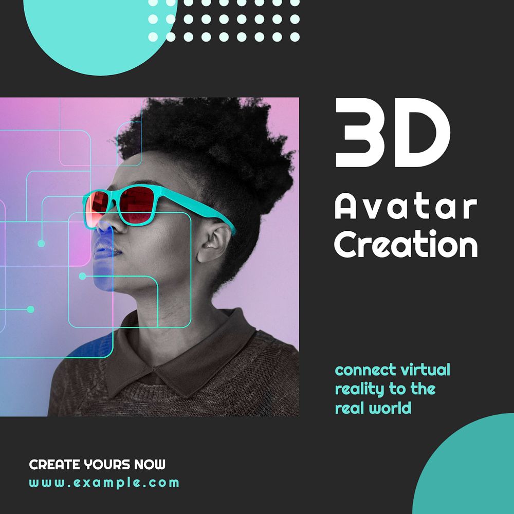 Avatar creation Instagram post template, editable text