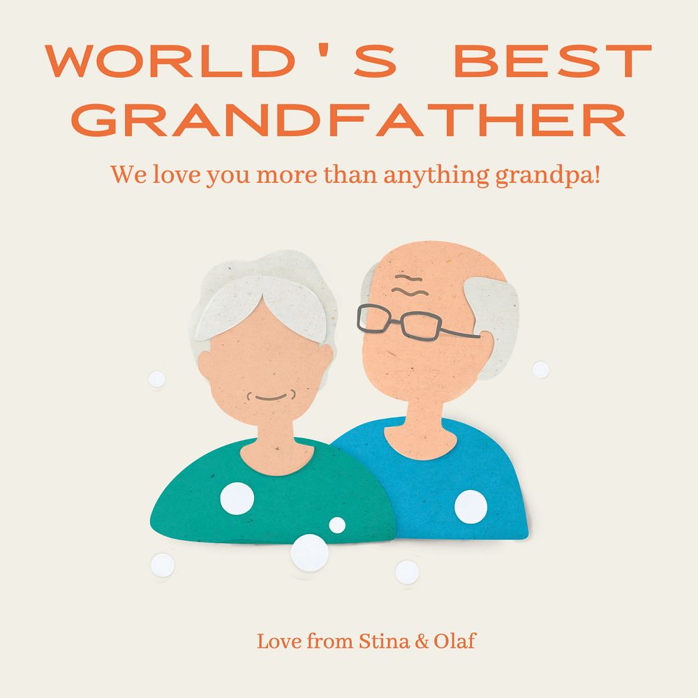 World's best grandfather Instagram post template, editable text