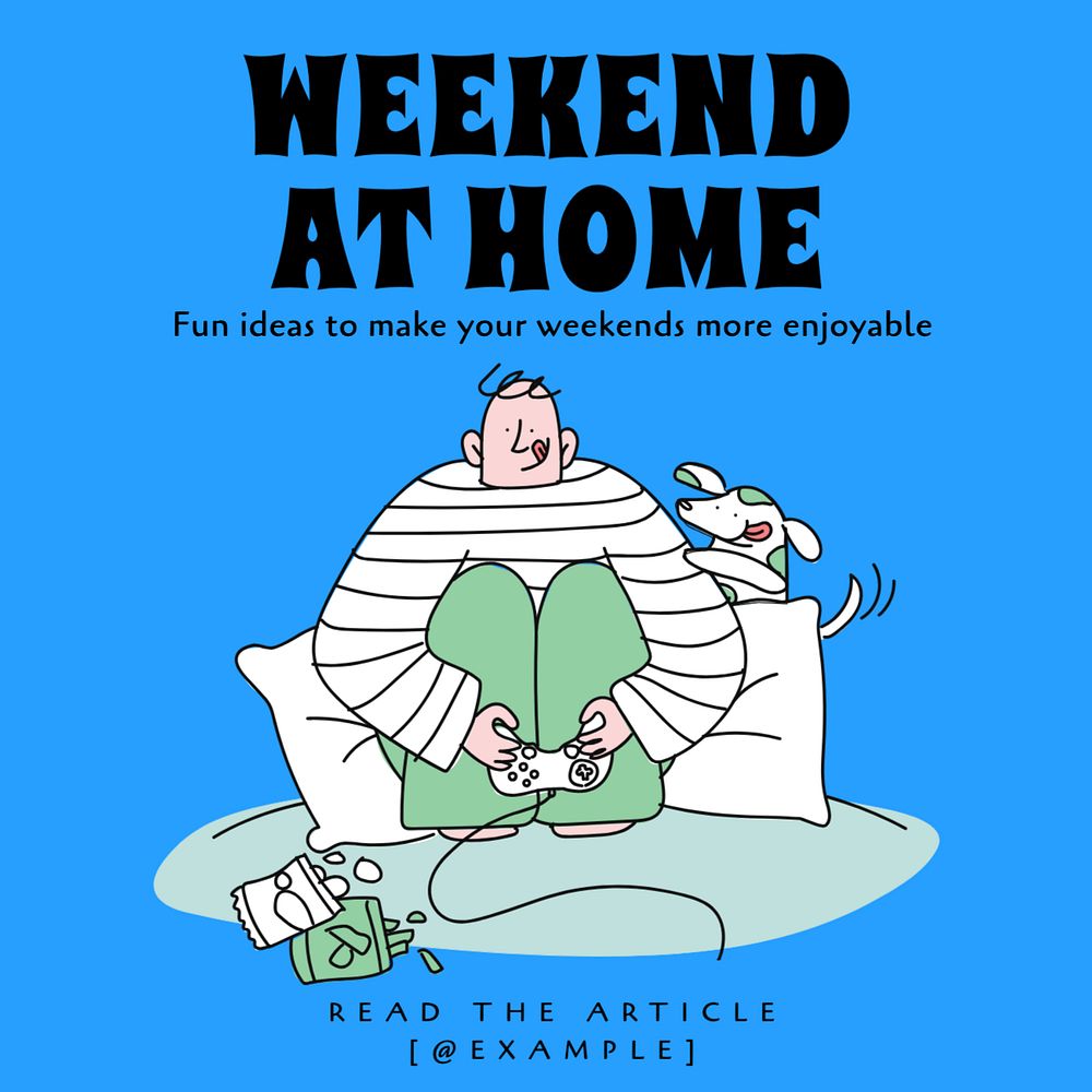 Weekend at home Instagram post template, editable text