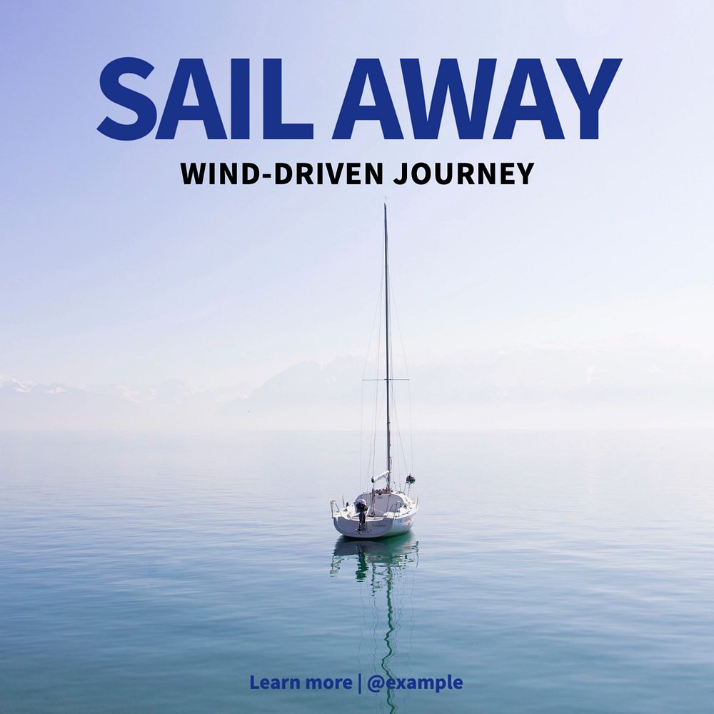 Sail away Instagram post template, editable text