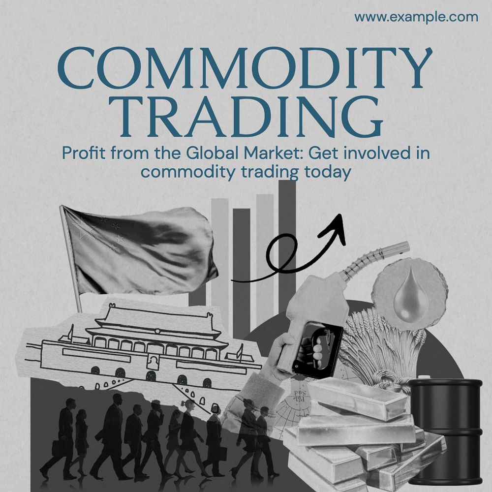 Commodity trading Instagram post template, editable text