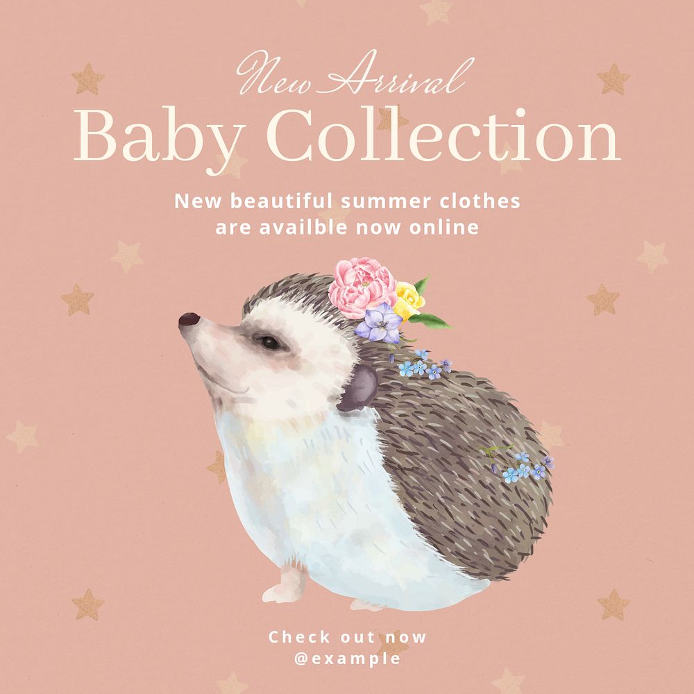 Baby collection Instagram post template, editable text