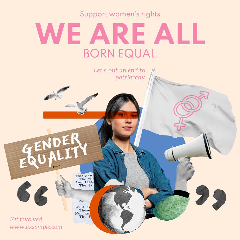 Gender equality Instagram post template, editable text