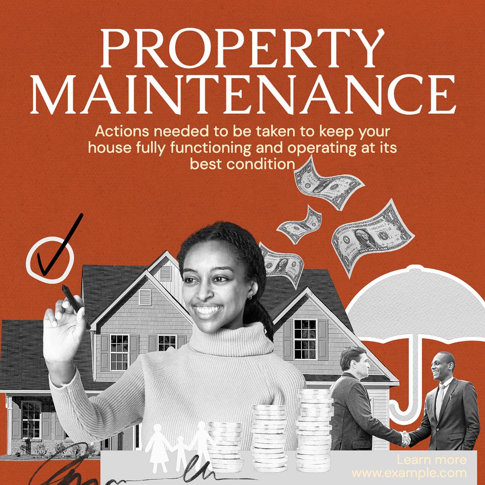 Property maintenance Instagram post template, editable text