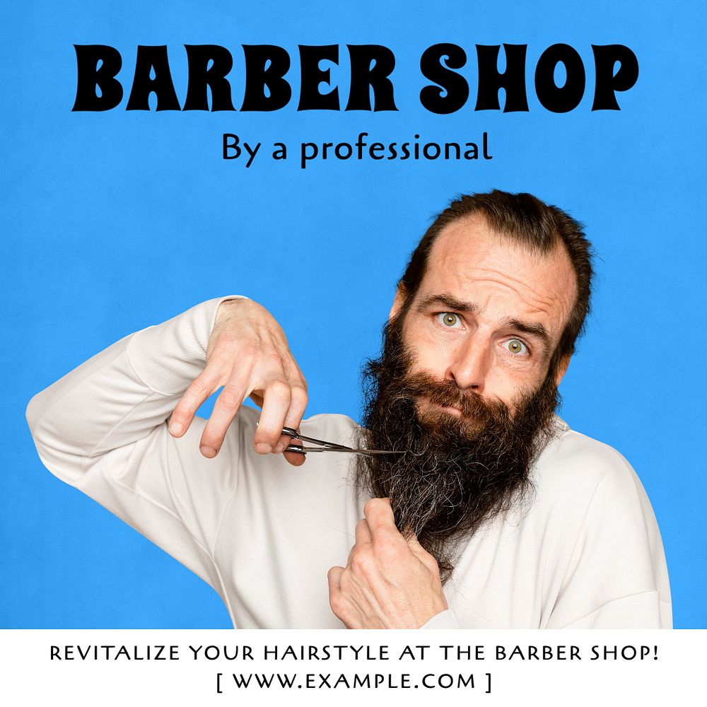 Barber shop Instagram post template, editable text