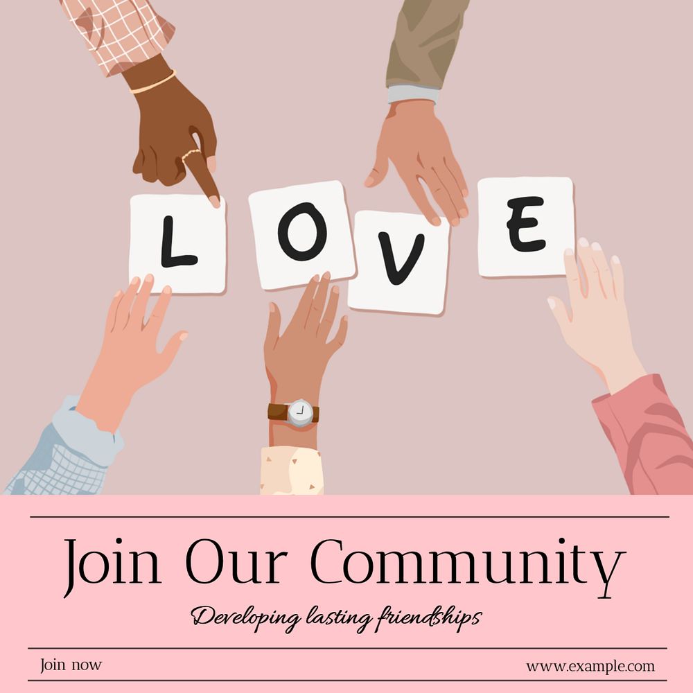 Join our community Instagram post template, editable text