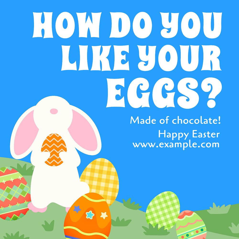 Easter eggs Instagram post template, editable text