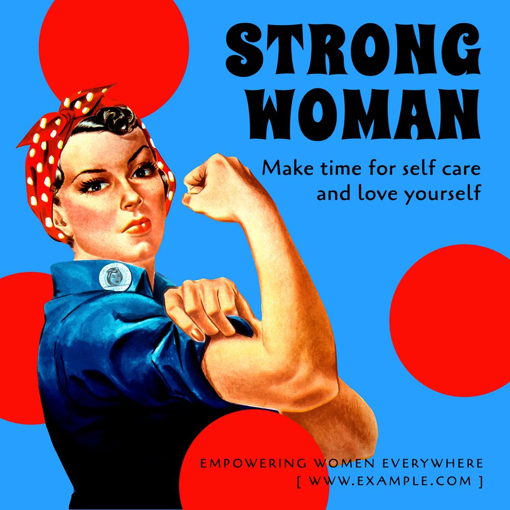 Strong woman Instagram post template, editable text