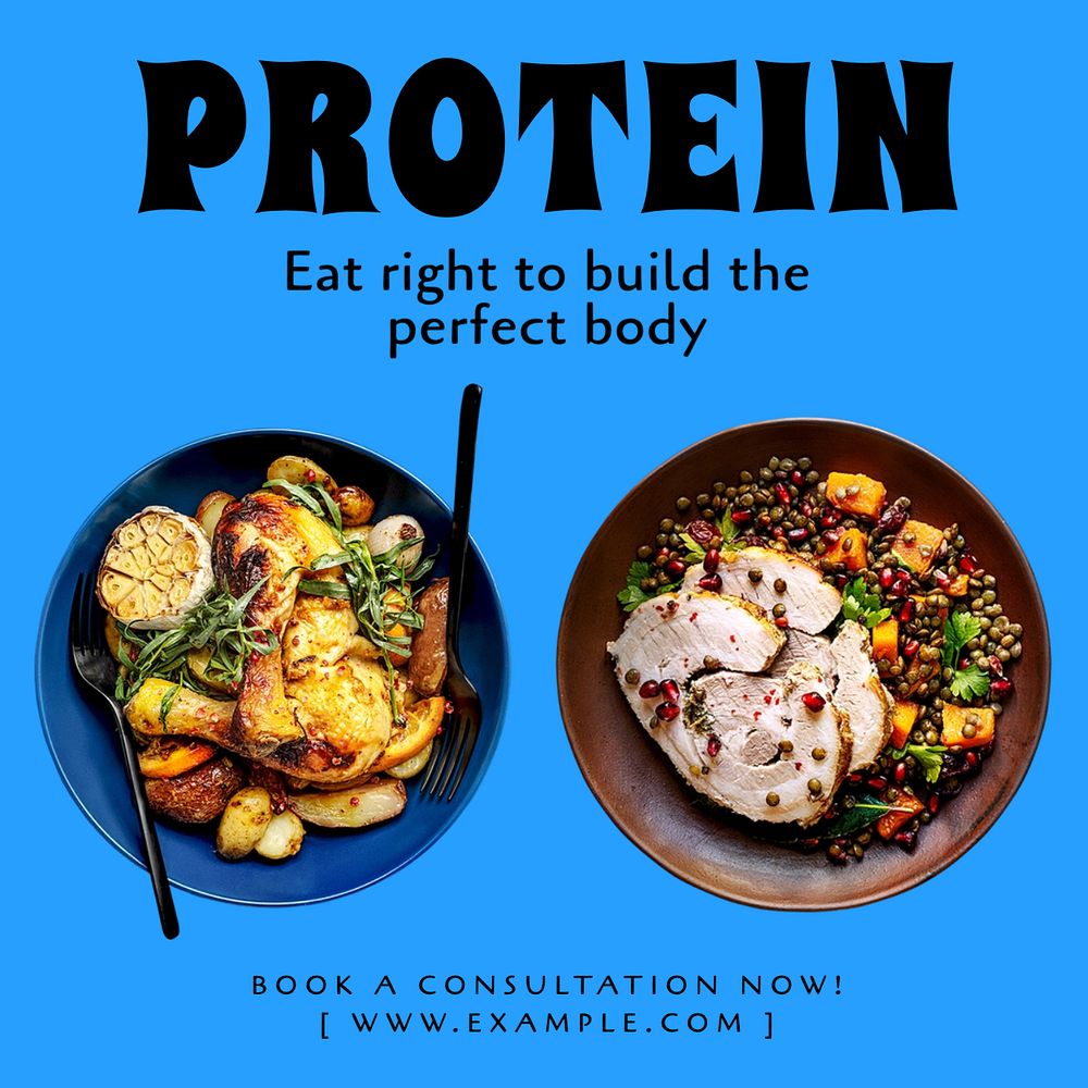 Protein & nutrition Instagram post template, editable text