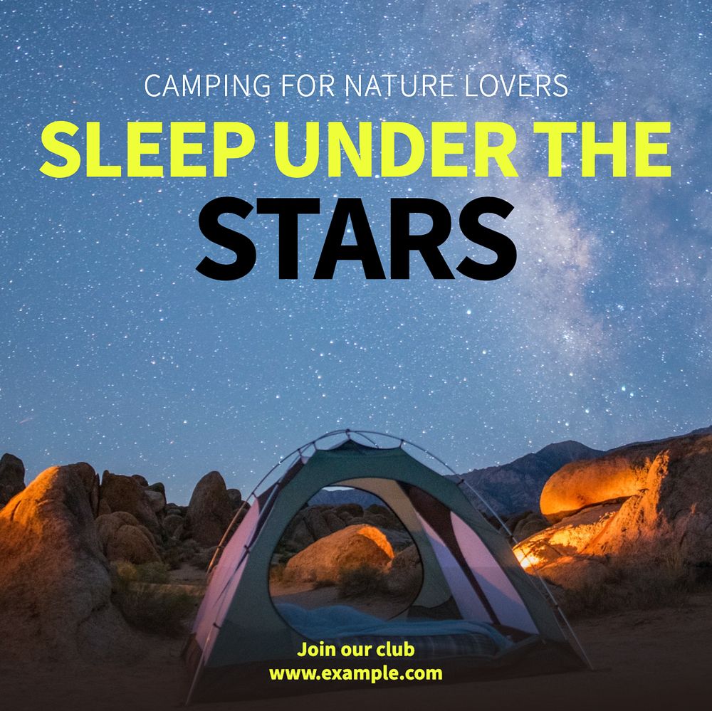 Camping Instagram post template, editable text