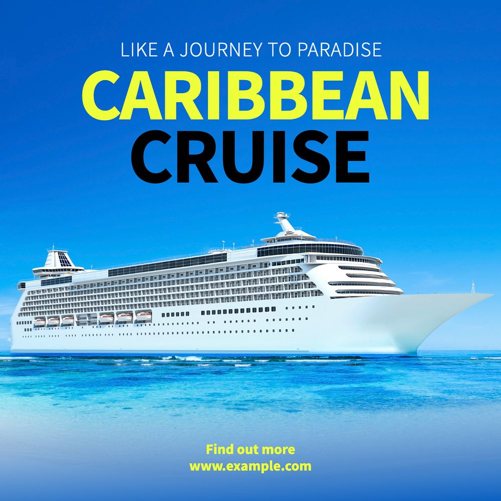 Caribbean cruise Instagram post template, editable text