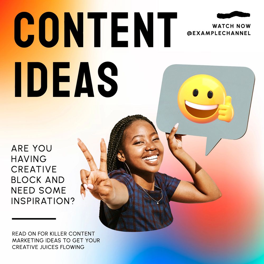 Creative content idea Instagram post template, editable text