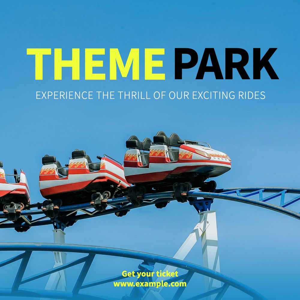 Theme park Instagram post template, editable text