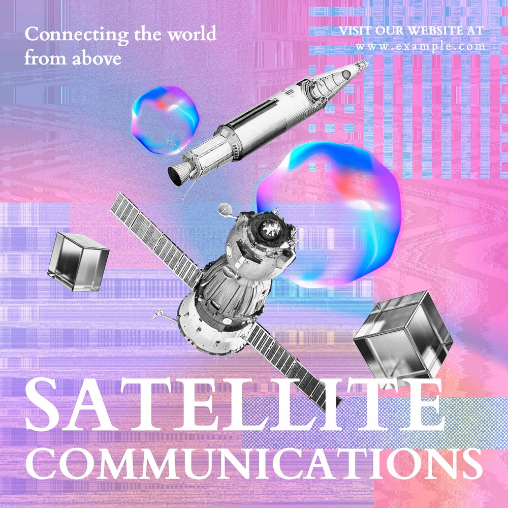 Satellite technology Instagram post template, editable text