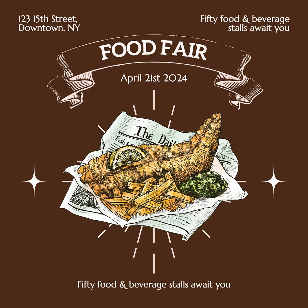 Food fair Instagram post template, editable text