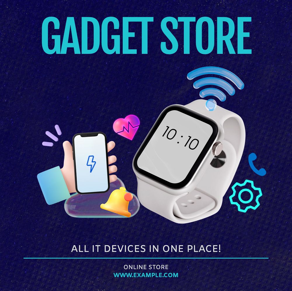 Gadget store Instagram post template, editable text