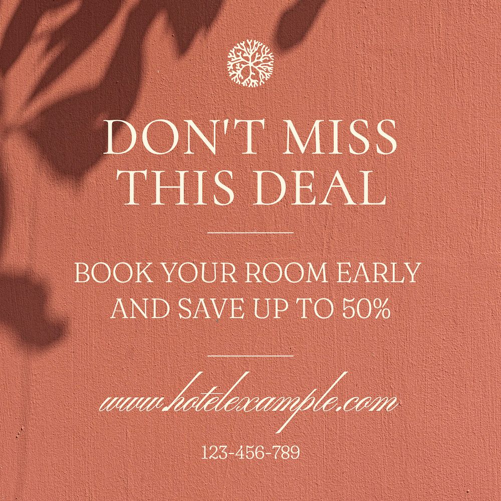 Hotel deals Instagram post template, editable text