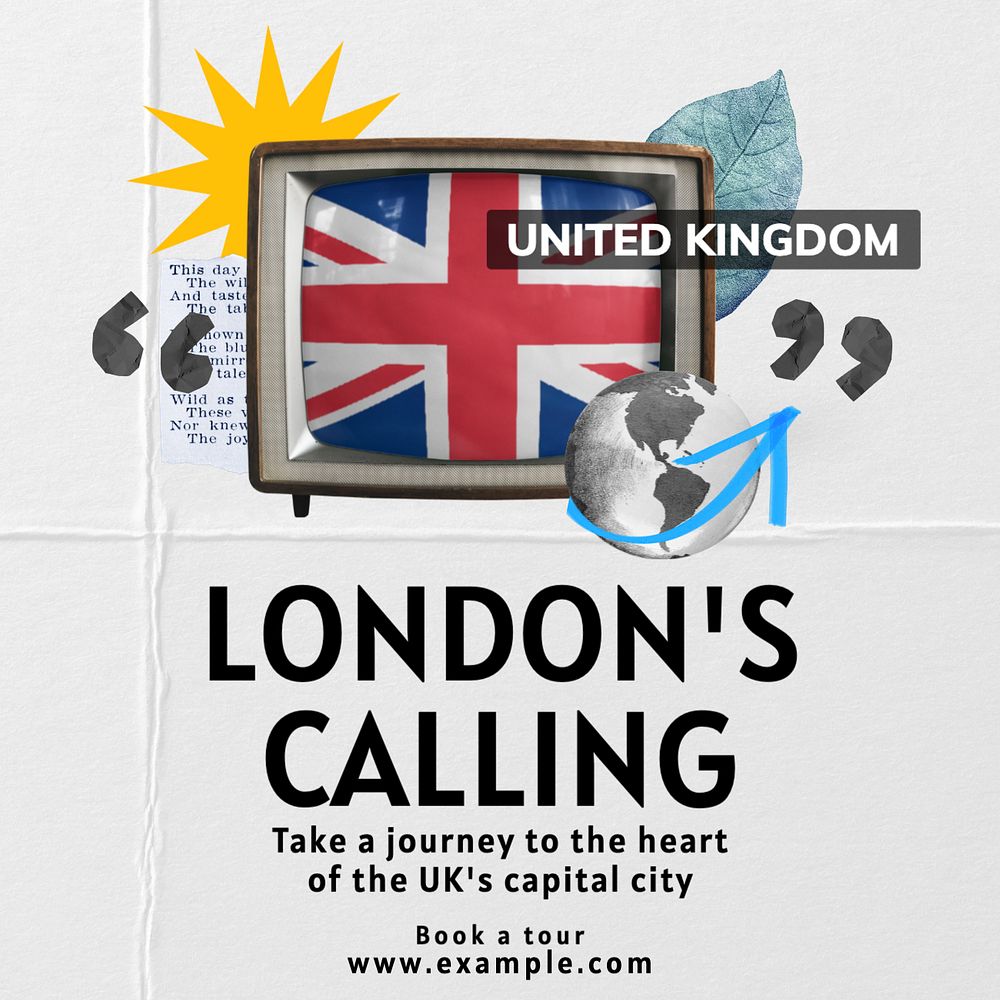 London calling Instagram post template, editable text