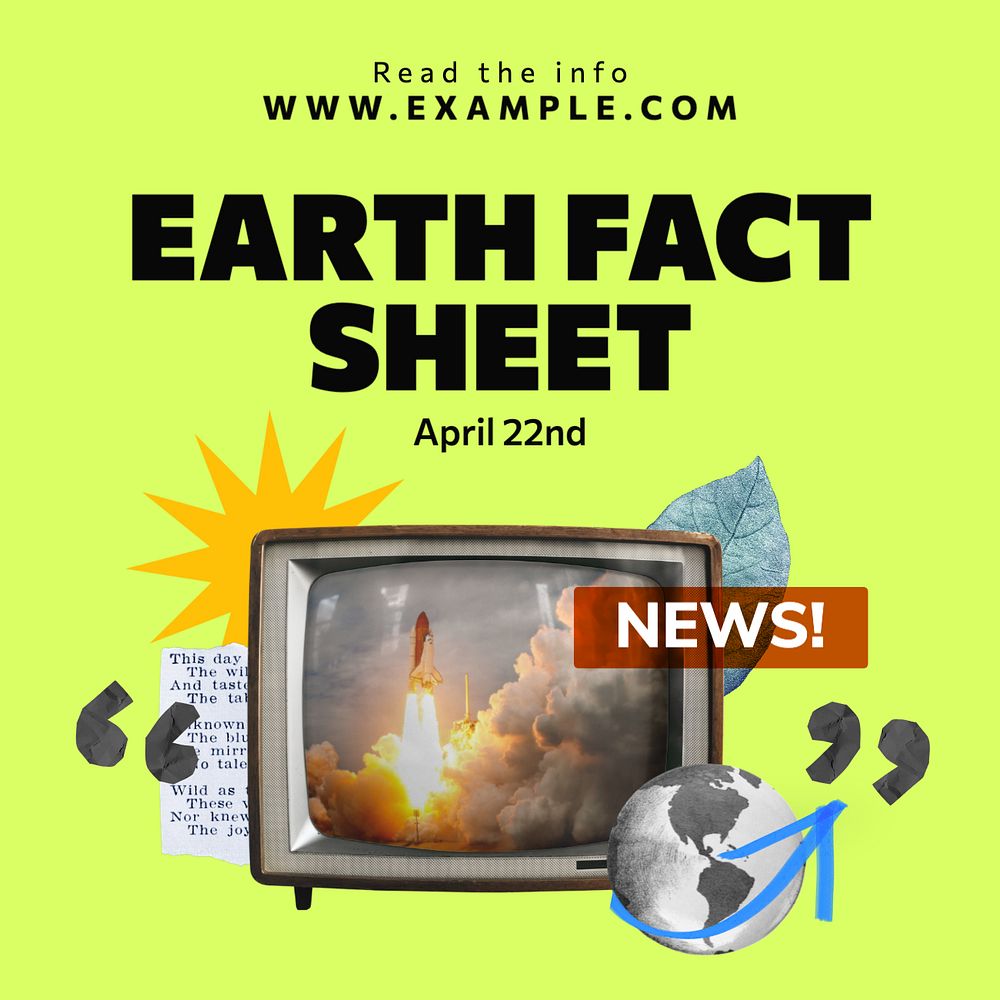 Earth fact sheet Instagram post template, editable text