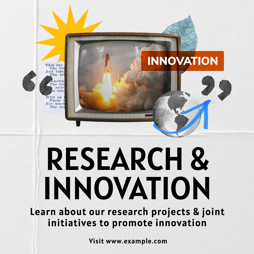 Research & innovation Instagram post template, editable text